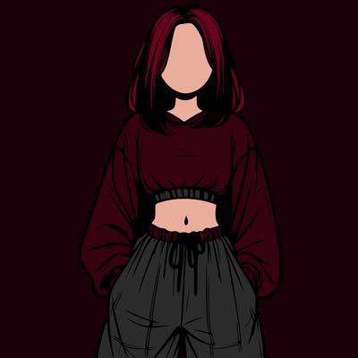 realistic girl faceless with baggy pants and a crop top