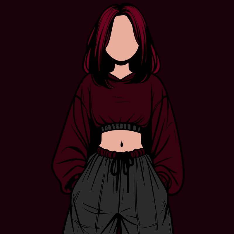 realistic girl faceless with baggy pants and a crop top