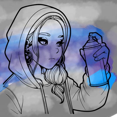a realistic girl, spray painting