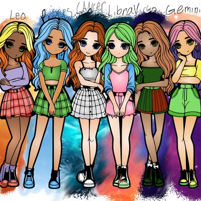 a group of girls realistic