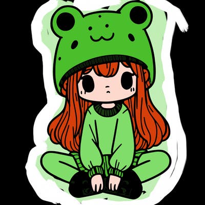 a girl wearing a frog hat and some frog socks