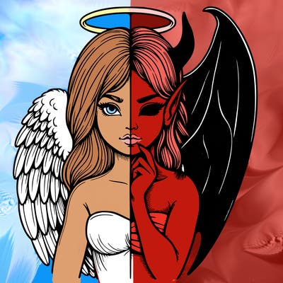 realistic angel half demon