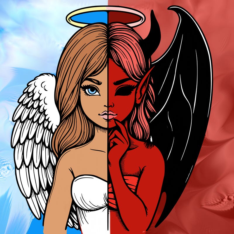 realistic angel half demon