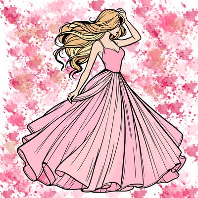 realistic woman with dress flowing in the wind