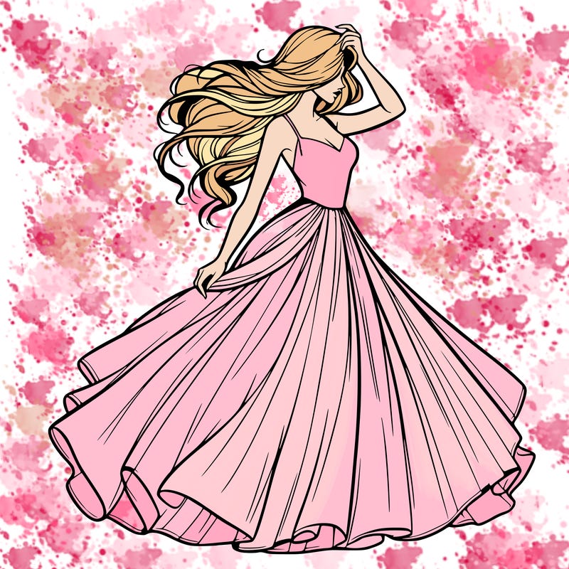 realistic woman with dress flowing in the wind