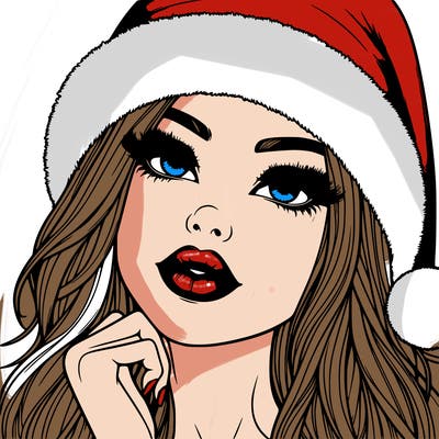 realistic christmas girl with lips