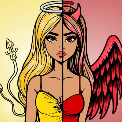 devil vs angel realistic girl