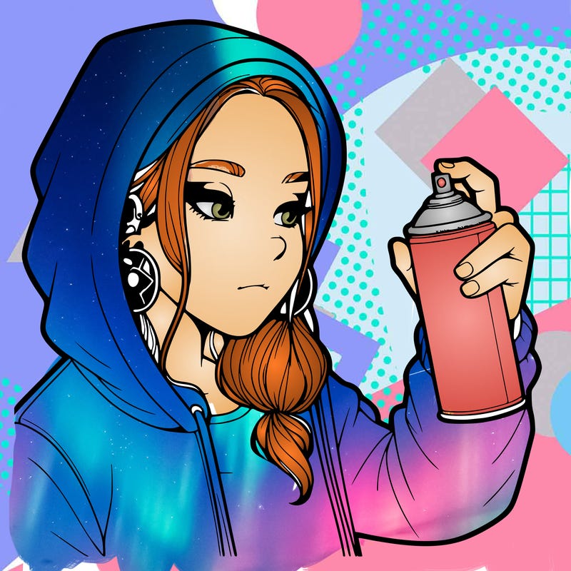 a realistic girl, spray painting