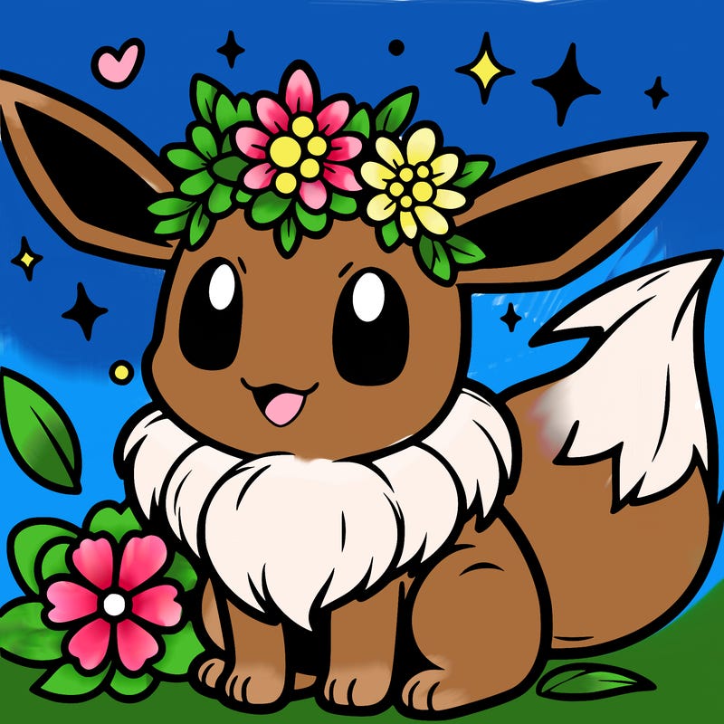 eevee pokemon with a flower crown