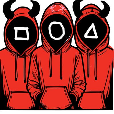 3 faceless people in  hoodies