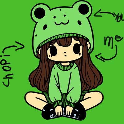 a girl wearing a frog hat and some frog socks