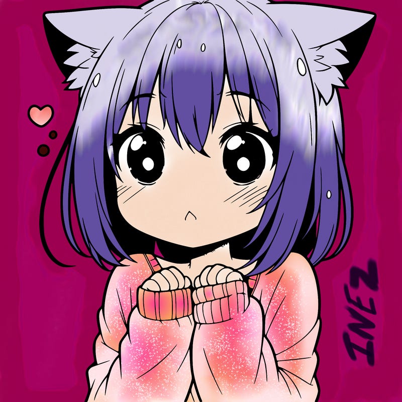 shy anime catgirl