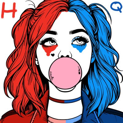 realististic girl blowing bubble -gum