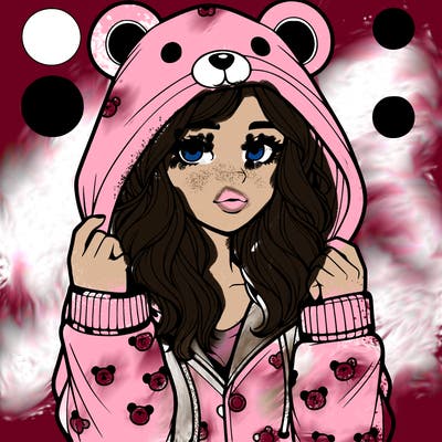 realistic girl in a animal pjs hoodie