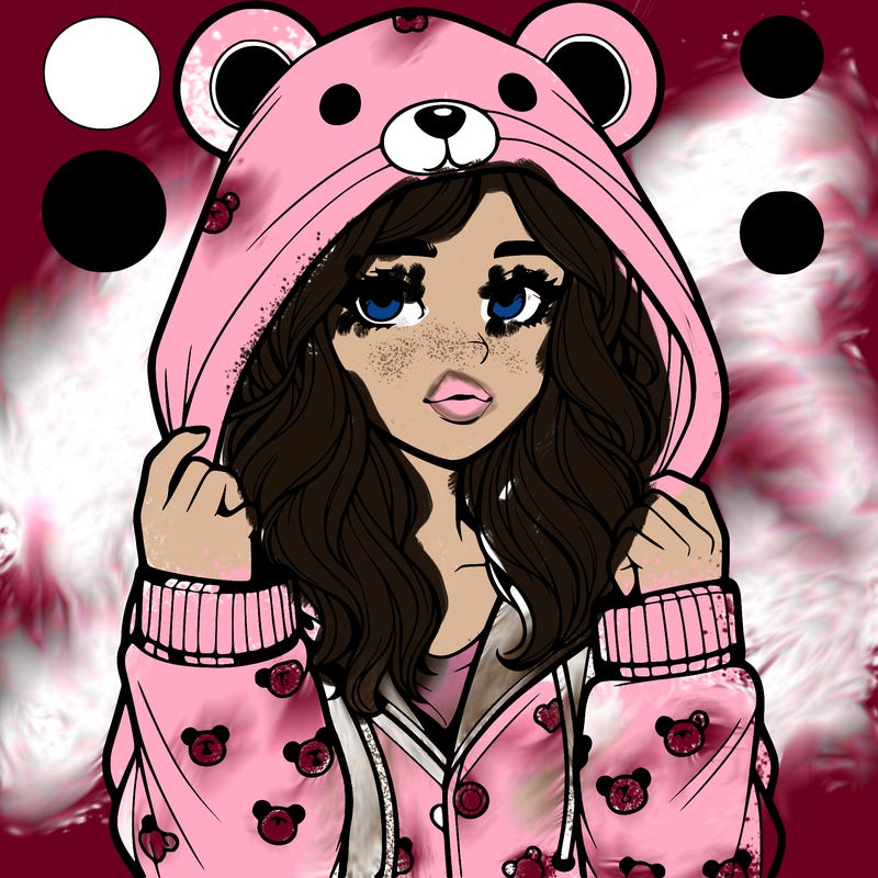 realistic girl in a animal pjs hoodie