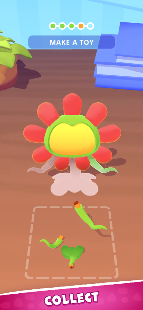 Super Toy 3D - Uma flor de brinquedo 3D sendo montada no jogo mobile Super Toy 3D.