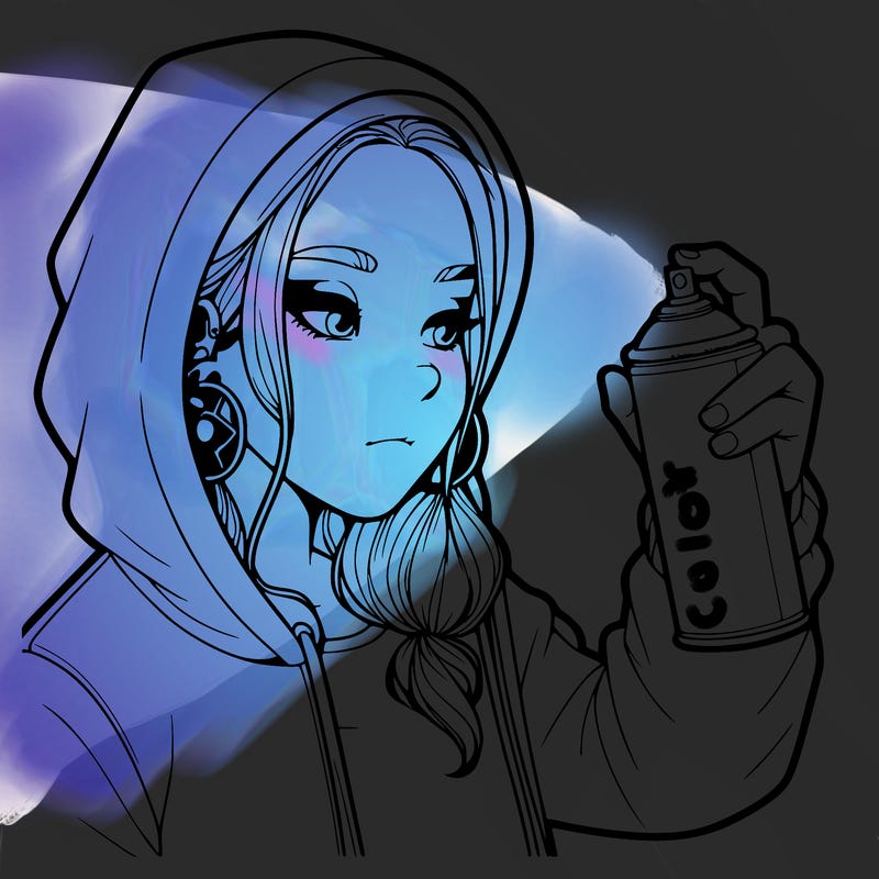 a realistic girl, spray painting