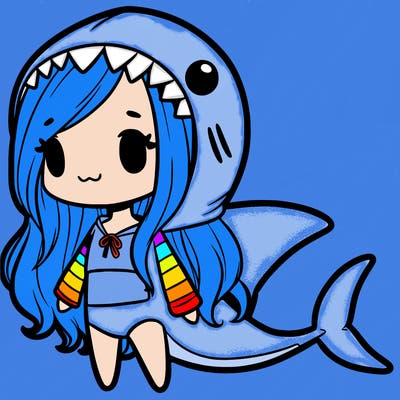 girl with shark outfit