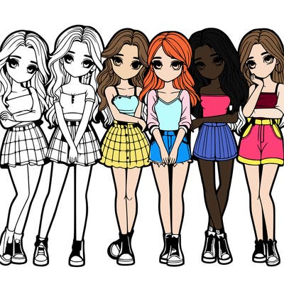 a group of girls realistic