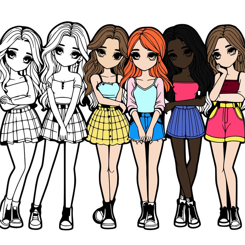 a group of girls realistic