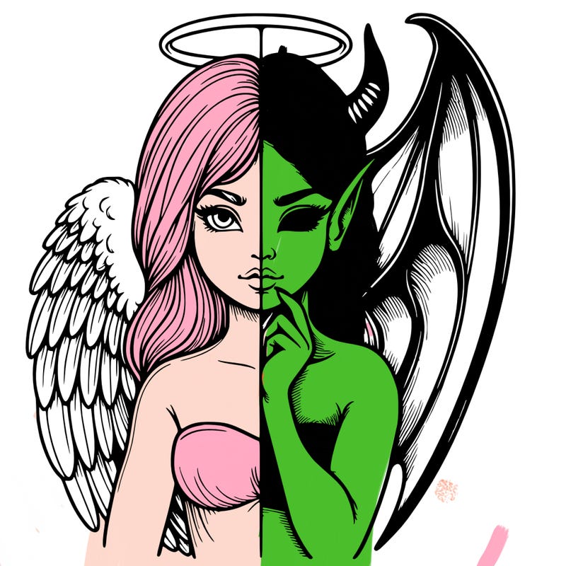 realistic angel half demon