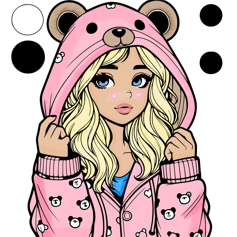 realistic girl in a animal pjs hoodie