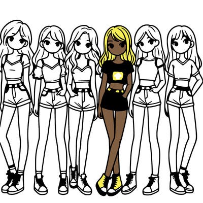 a group of girls wearing crop tops and shorts