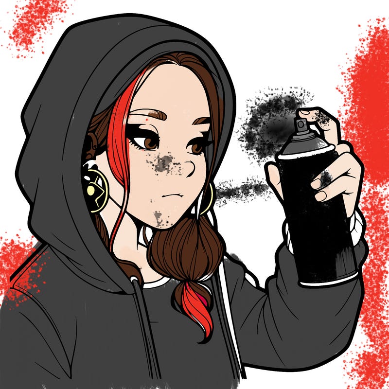 a realistic girl, spray painting