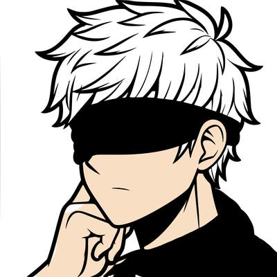 a guy with a black blind fold and white hair