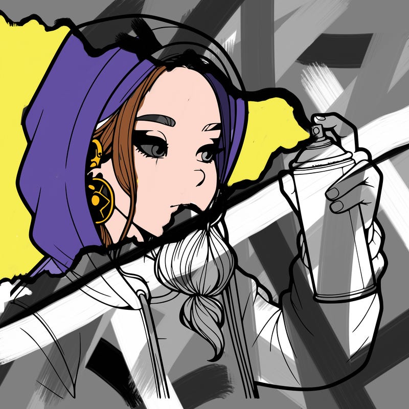 a realistic girl, spray painting