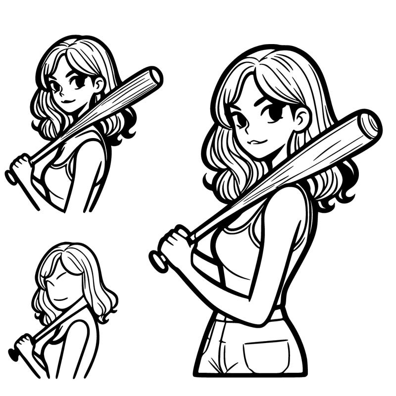 women holding a base ball bat