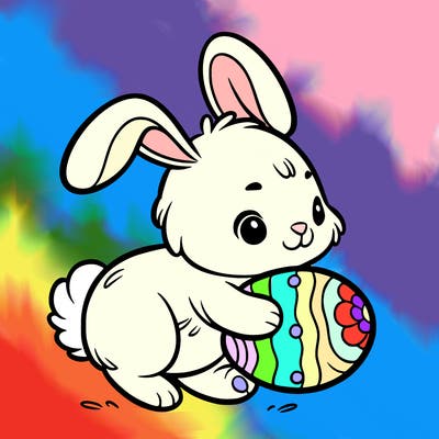 rabbit carrying an easter egg