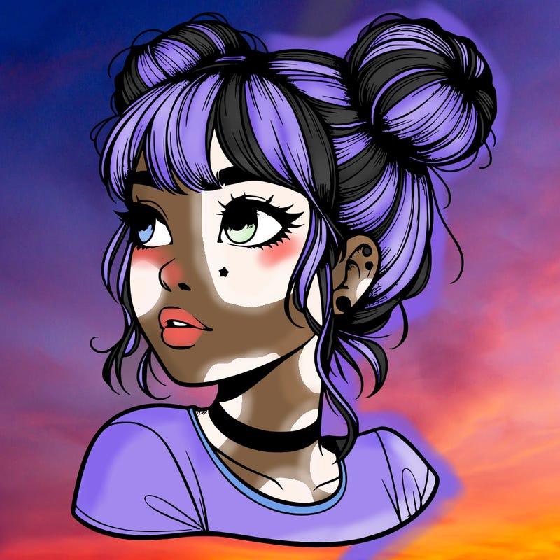 realistic girl with spacebuns