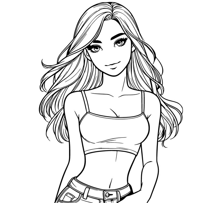 realistic teenage girl in crop top
