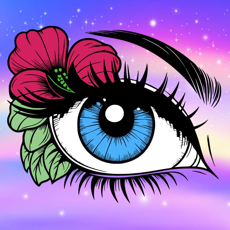 realistic eye with flower
