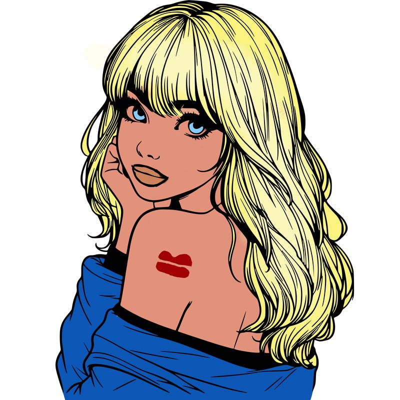 realistic girl with bangs looking over her shoulder
