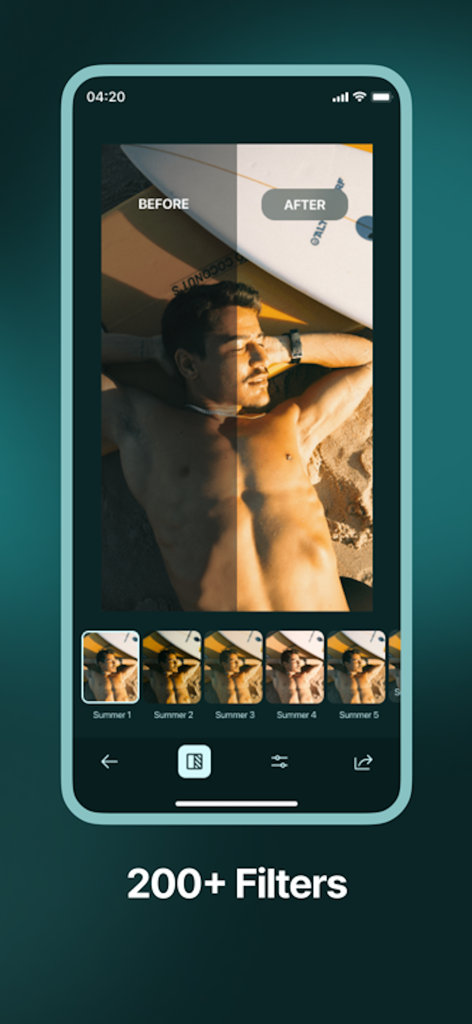 Before and after comparison of a photo using a summer preset in the Lightroom Editor app