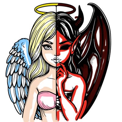 realistic angel half demon