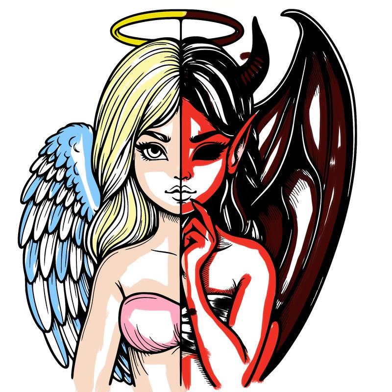 realistic angel half demon