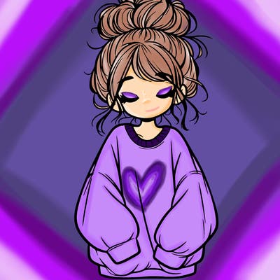 girl with baggy sweatshirt and messy bun