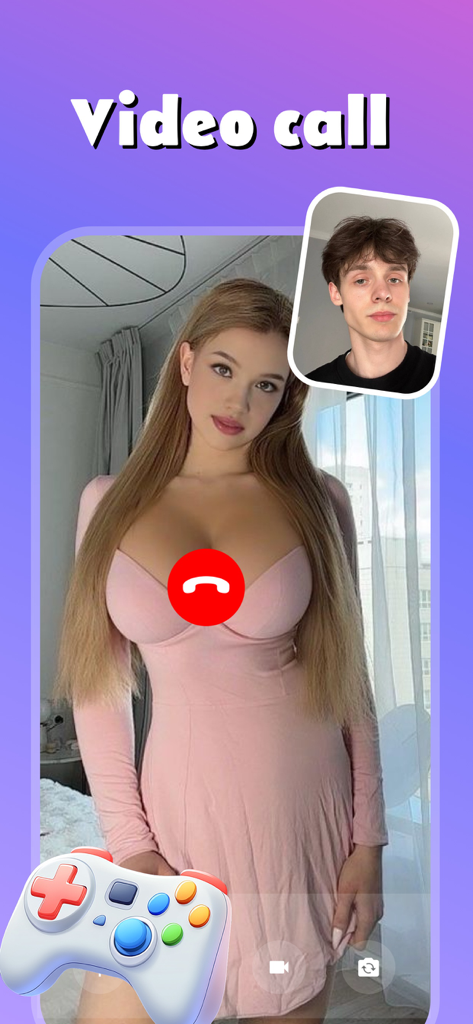 A mobile interface of the Tiok app showing a live video call between two users.