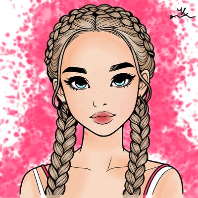 realistic girl with braids