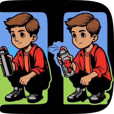 realistic boy spray painting