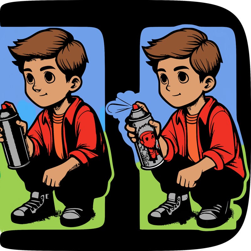 realistic boy spray painting