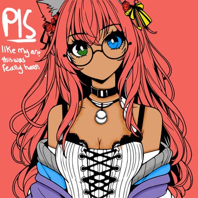 anime girl realistic with hot glasses and cat ears