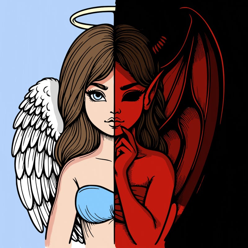 realistic angel half demon