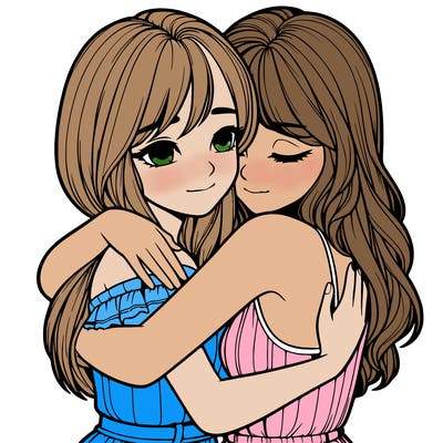 realistic girls hugging