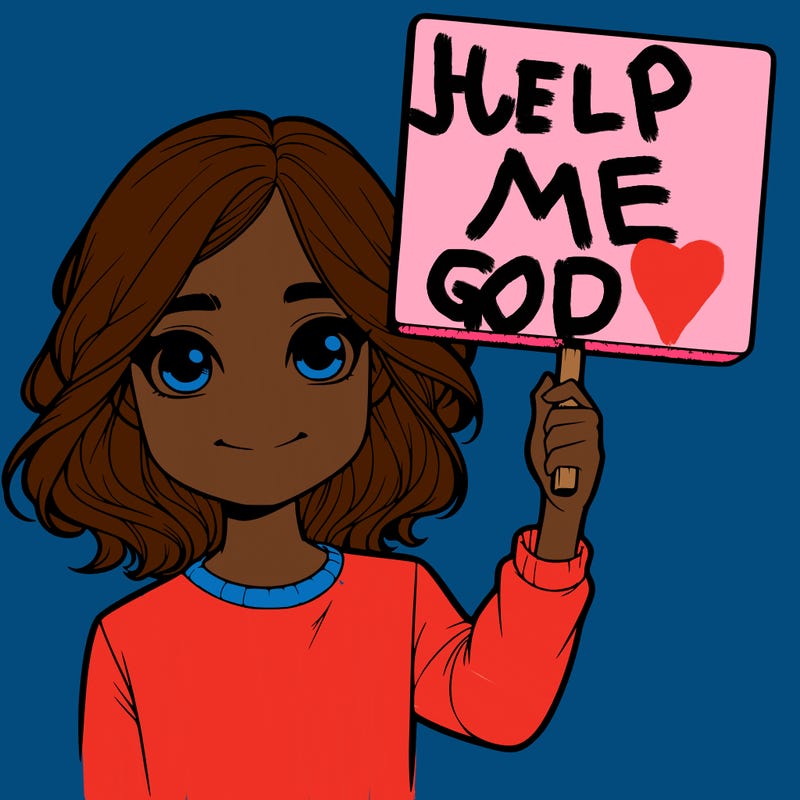 realistic girl holding up a sign