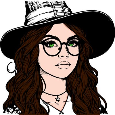 a witch with glasses realistic