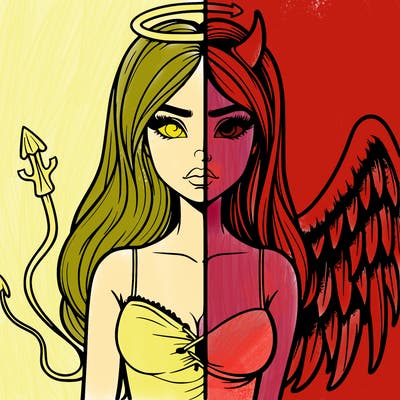 devil vs angel realistic girl